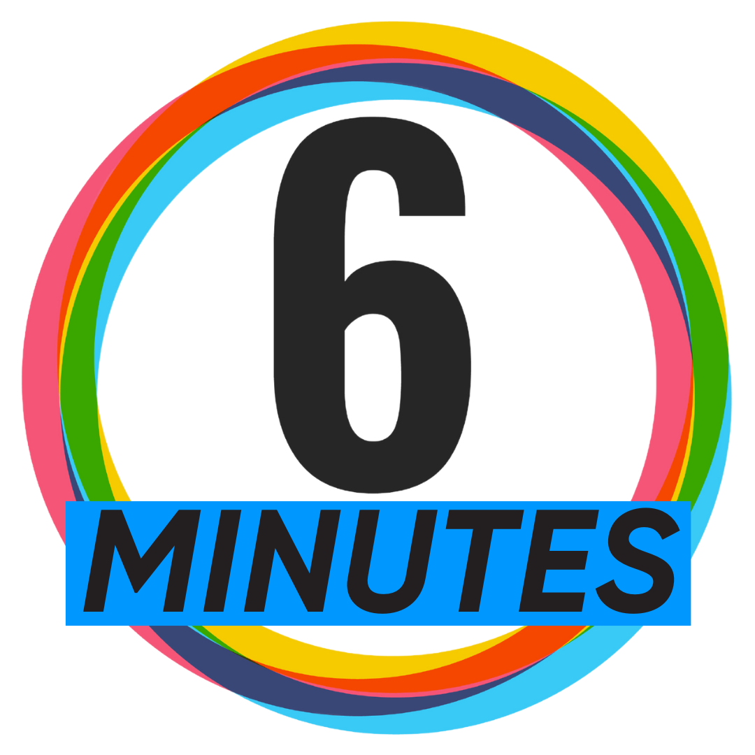 6 minutes icon in colorful circles